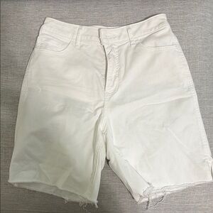 Express White Jean Shorts Relaxed Fit Frayed Hem
